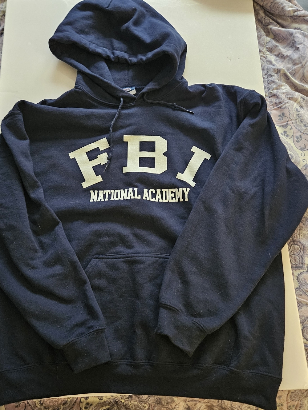 MV Sport Navy Crewneck Hoodie with White FBI National Academy Print